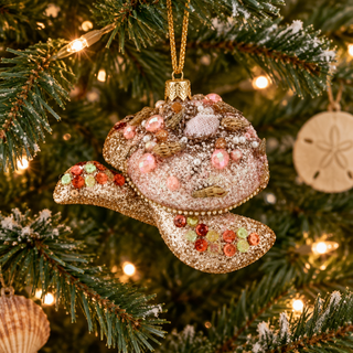 Regency 7" Glittered Jeweled Sea Turtle Ornament MTX79079-Coral