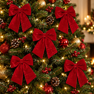 Regency 8" Velvet Red Bow Ornament MTX78178