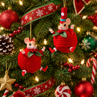 Regency 6.5" Red Yarn Ball Mice Ornament Set MTX78930