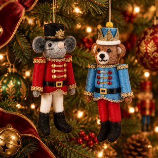 Regency 6.5" Felt Bear Soldier Nutcracker Soldier Ornament Set MTX78204