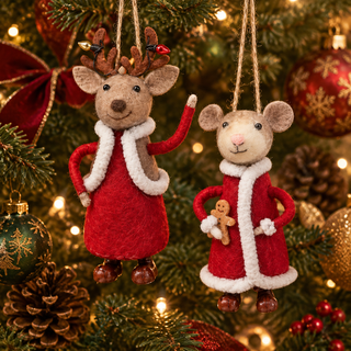 Regency 4.5" Felt Wool Mouse Deer Ornament Set MTX79421