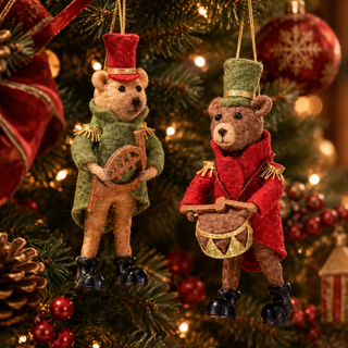 Regency Felt Wool Caroling Bear Ornament Set MTX79431