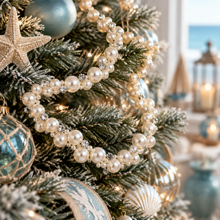 Coastal Christmas Ocean Pearl Jewel Drop Garland MTX78259