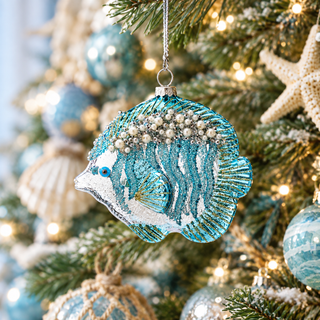 Blue Glass Pearl Angel Fish Ornament MTX78587