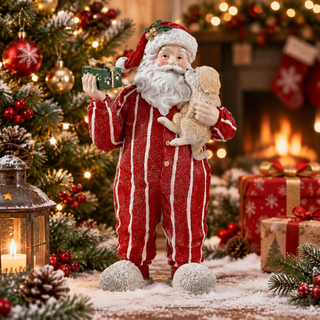 Regency 12" RESIN SANTA W/PAJAMAS AND DOG MTX77399
