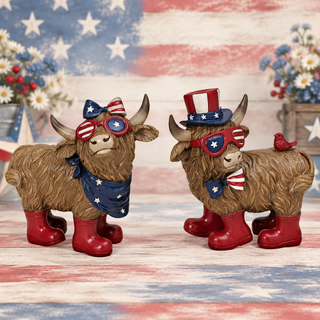 Americana Highland Cow w/ Boots & Cardinal Bird 2823970