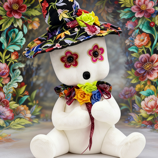 Dia De Los Muertos Sitting Ghost w/Witch Hat 08-08323 Day of the Dead