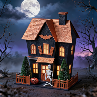 Regency 8" Halloween Skeleton Spooky Paper House