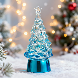 Raz Mini 5" Bright Blue Lighted Glitter Water Tree Globe 4619256