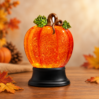 Flat Swirling Pumpkin Lighted Water Globe w/timer 4419280
