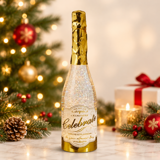 Raz Eric Cortina 12.5" Lighted Christmas Champagne Bottle Water Globe with Swirling Glitter