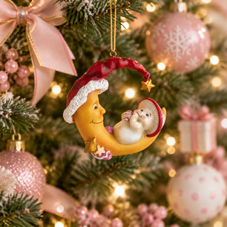 Merry Little Mushroom On Crescent Moon Baby Girl 1st Ornament MLM0010