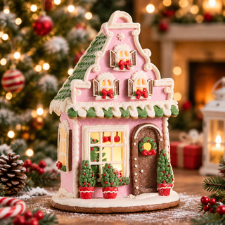 Patisserie Lighted Pink Gingerbread Victorian House 4616303