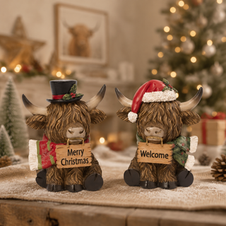 Christmas Highland Cow Santa Top Hat w/ Signs 2795020