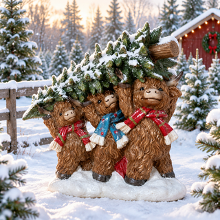 Holiday Highland Cow Trio on the Tree Farm 2851950