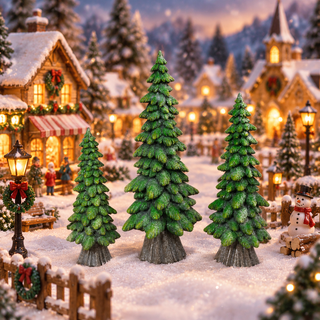 Resin Winter Woodland Green Tree Set of 3 2602790