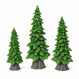 Resin Winter Woodland Green Tree Set of 3 2602790