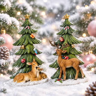 Green Holiday Winter Tree with Deer 2685510