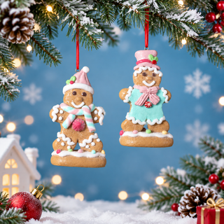 Pastel Holiday Gingerbread Man Ornament Set 2806480
