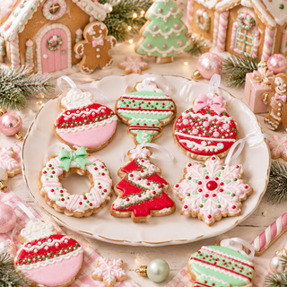 Patisserie Box of Gingerbread Cookie Ornaments Pink Pastel 4616254