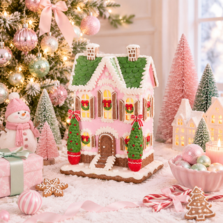 Patisserie Lighted Pink Gingerbread Cottage 4616216