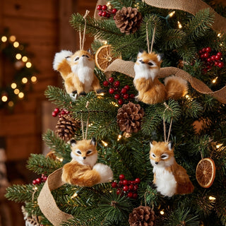 Faux Fur Brown Fox Ornament Set 4650117