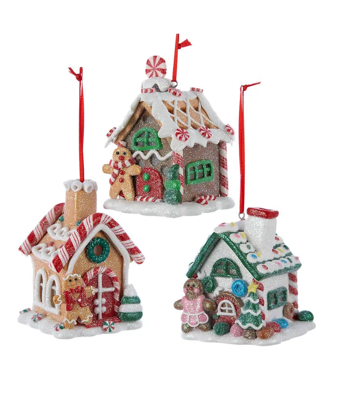 Claydough Gingerbread House Ornaments, 3 Assorted