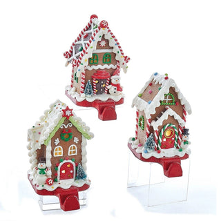 Pre-Order Battery-Operated Gingerbread Candy House Lighted Stocking Hangers D2866