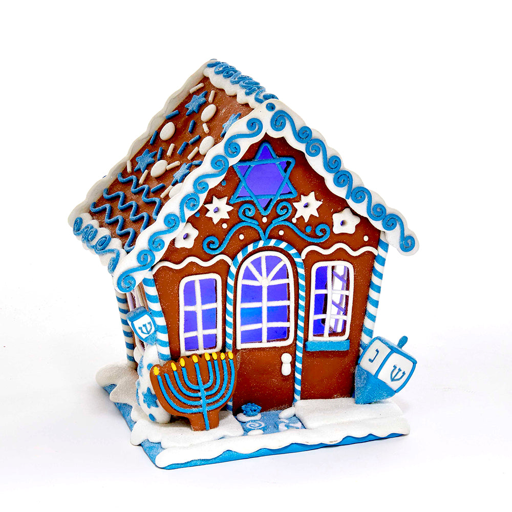 7" Gingerbread LED Hanukkah House Table Piece