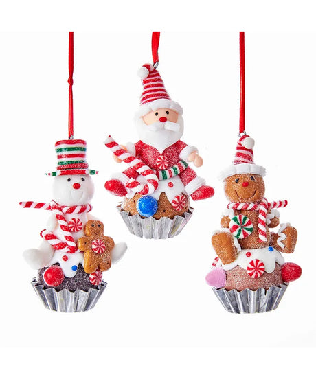 Gingerbread Santa Cupcake Ornaments Set of 3