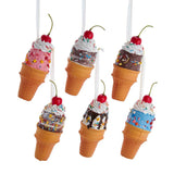 Kurt Adler 6" Foam Ice Cream Cone Ornament Set of 6