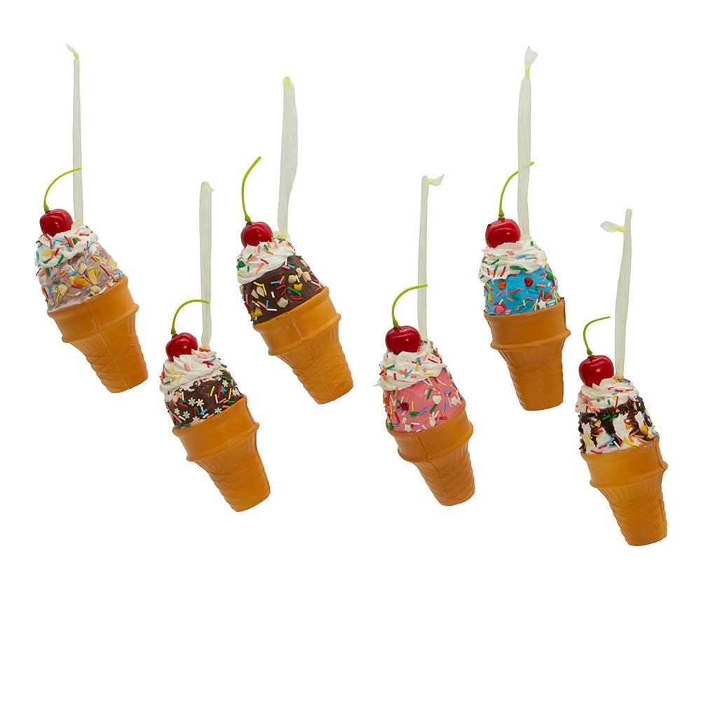 Kurt Adler 6" Foam Ice Cream Cone Ornament Set of 6