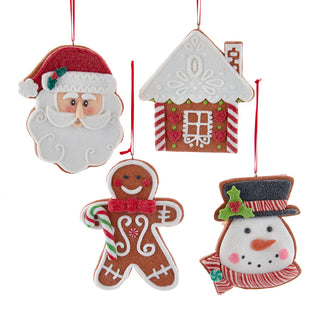 PRE-ORDER Gingerbread, Santa, Snowman and House Ornament Set D4156