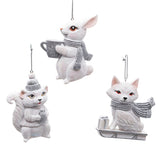 White & Silver Forest Animal Ornaments, 3 Assorted