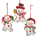 Kurt Adler Gingerbread Snowman Ornaments Set of 3