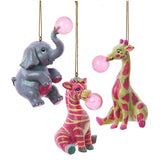 3.5" Spoonful of Sugar Bubble Gum Giraffe, Zebra and Elephant Ornament