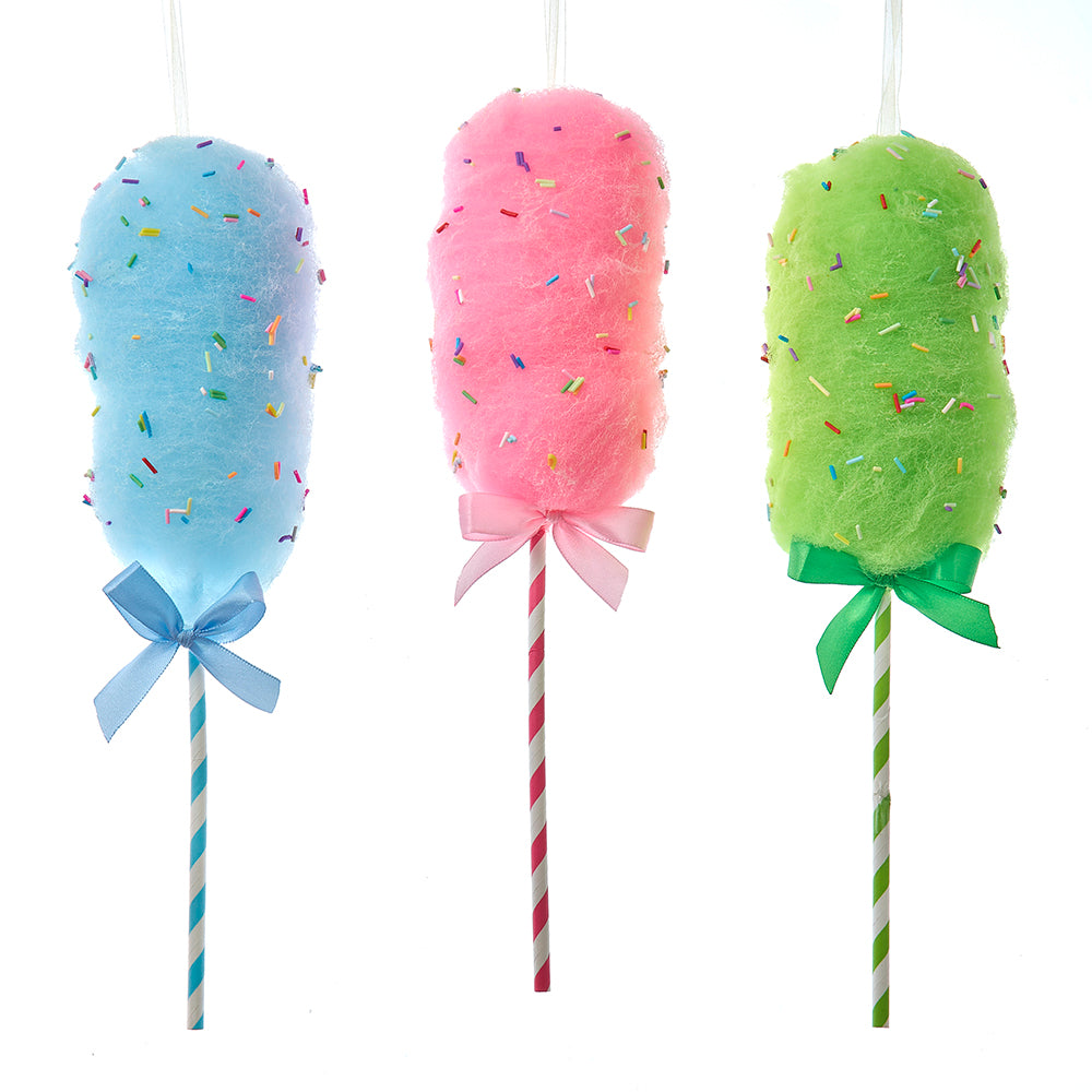 Kurt Adler Large Cotton Candy Pastel Sprinkles Ornament Set of 3