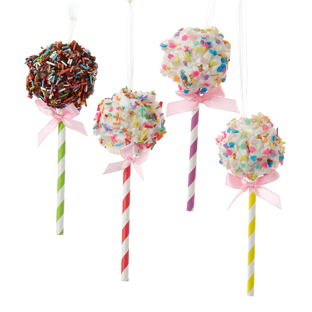 Kurt Adler 5.7" Popcorn Lollipop Ornaments Set of 4