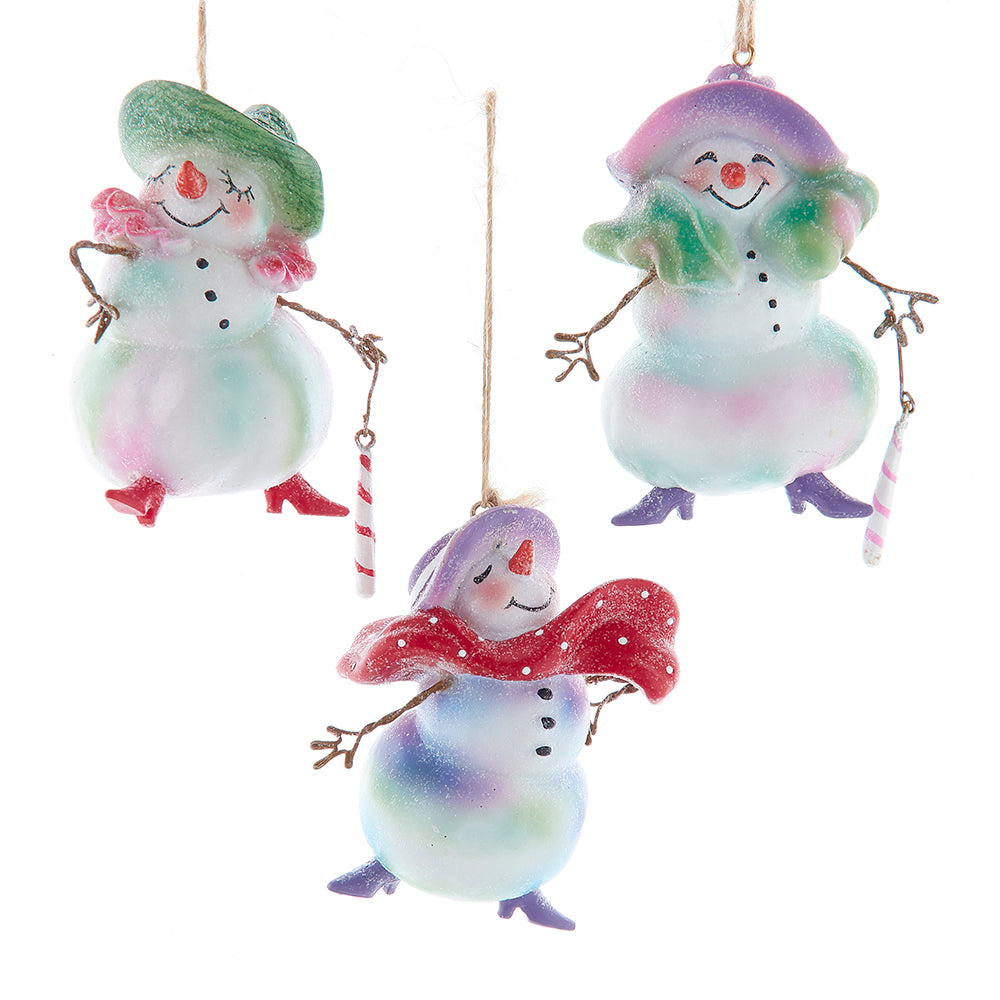 Kurt Adler Sassy Snow Lady Christmas Ornaments Set of 3