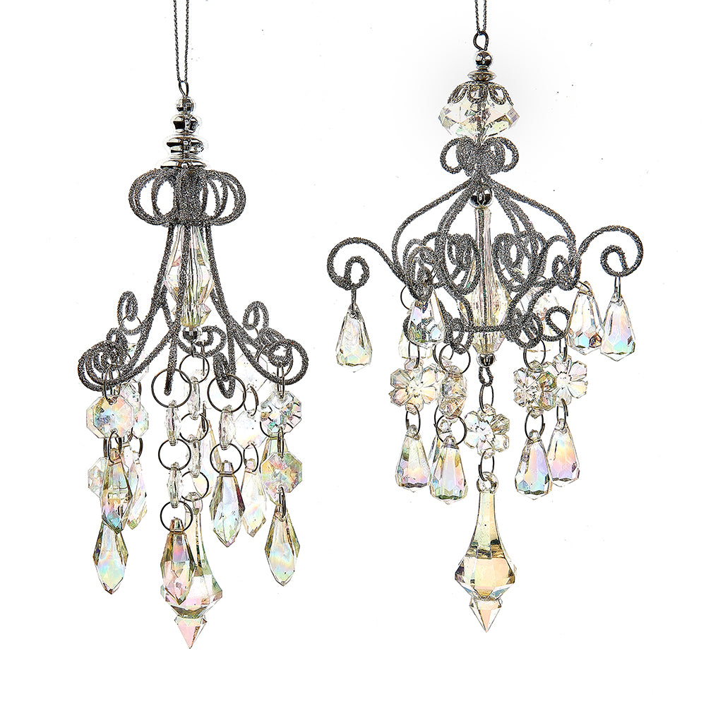 6-6.5" Metal Opalescent Chandelier With Gemstones Ornaments Set