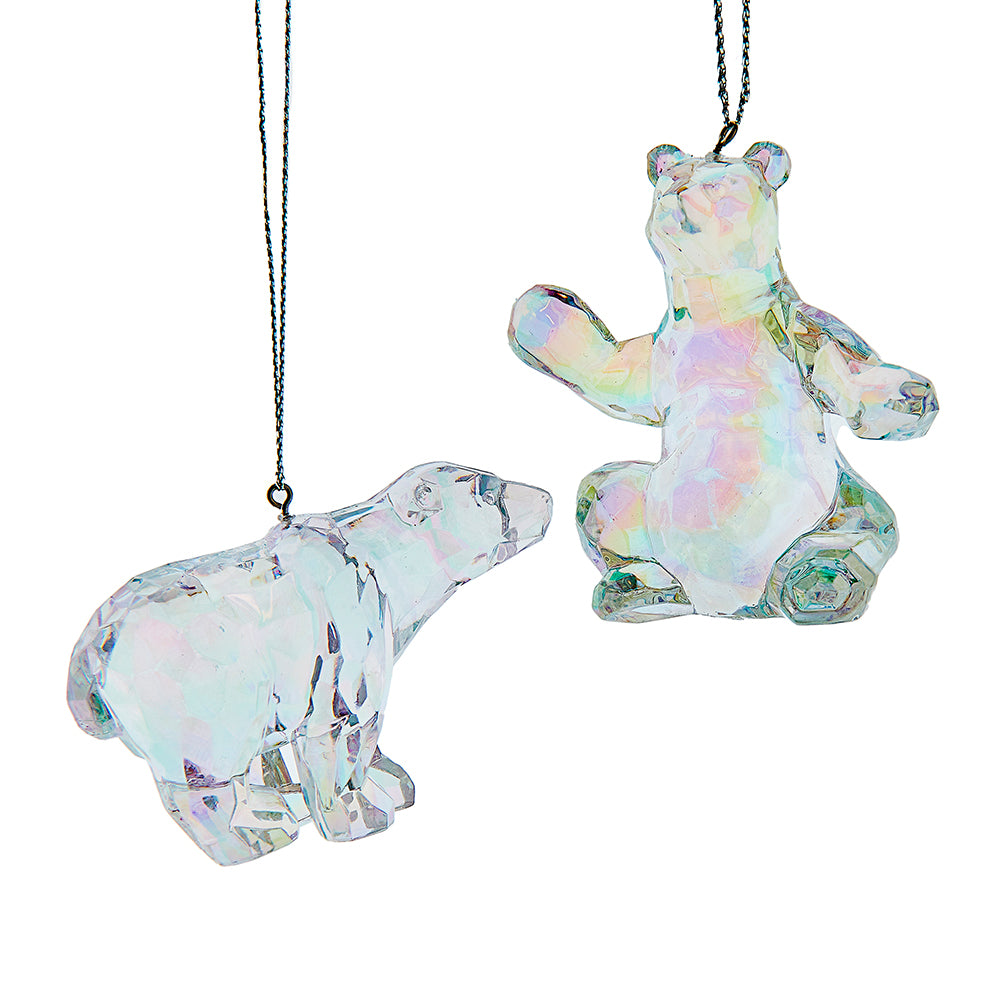 Kurt Adler New Christmas 2024 Opalescence Bear Ornaments Set