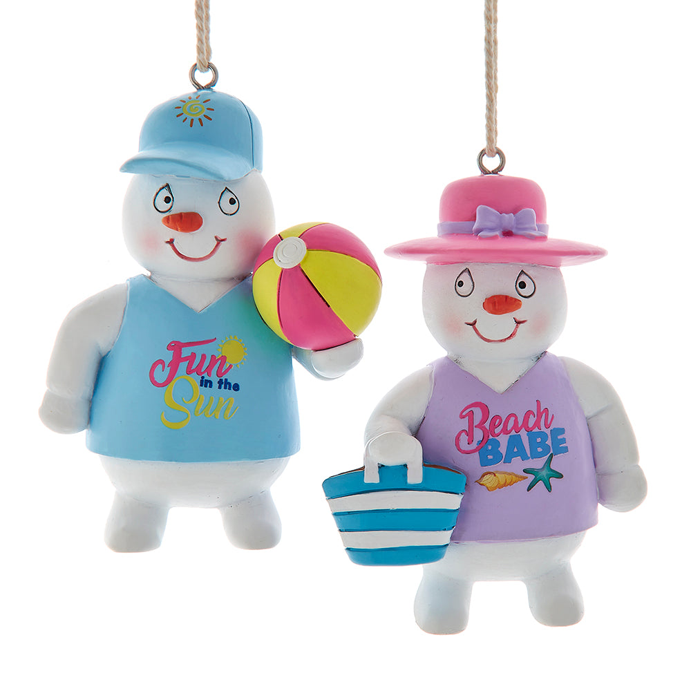 Beach Snowman Ornaments Set of 2