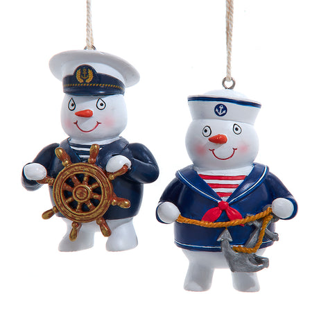 Nautical Snowman Ornaments Set of 2