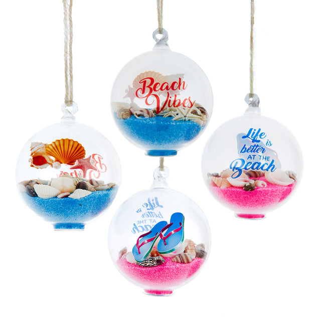 60MM Glass Beach Sand Ball Ornaments Set of 4