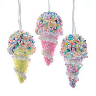 Large 8" Pastel Ice Cream Ornament Set D4624