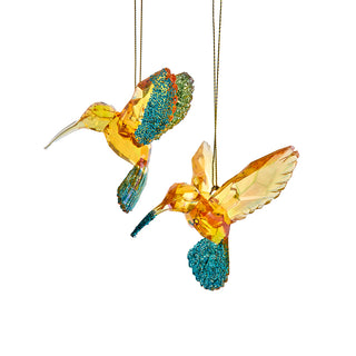 Pre-Order Kurt Adler Aqua & Gold Hummingbird Ornament Set  D4637