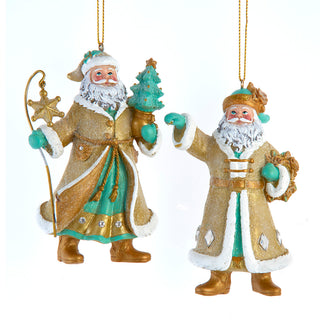 Pre-Order Kurt Adler Aqua & Gold Santa Ornaments Set D4643