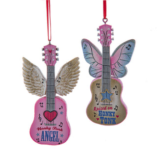 Guitar With Angel Wings Ornament Set D4653 Honky Tonk