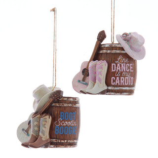 Cowboy Boots & Barrels With Sayings Ornaments D4655