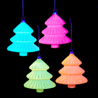 Luminosity Glow In The Dark Glass Glittered Tree Ornament D4661